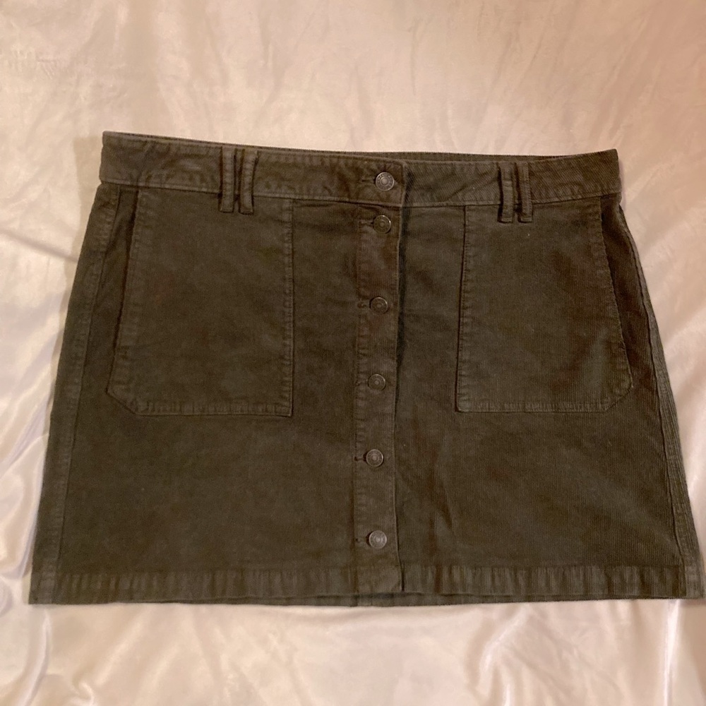 Corduroy Button-Down Mini Skirt
